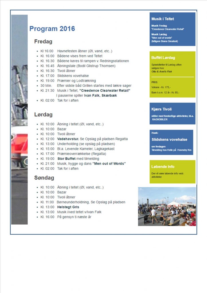 Havnefest Rømø 2016 - Program